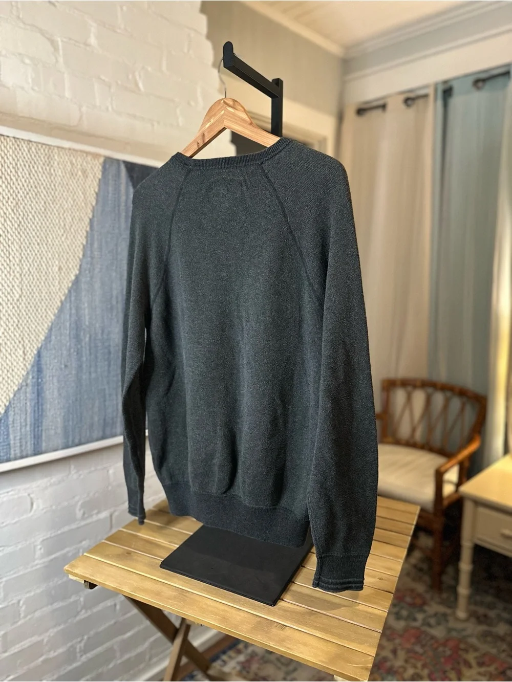 American Eagle Grey Sweater with Ribbed Arms and Hem